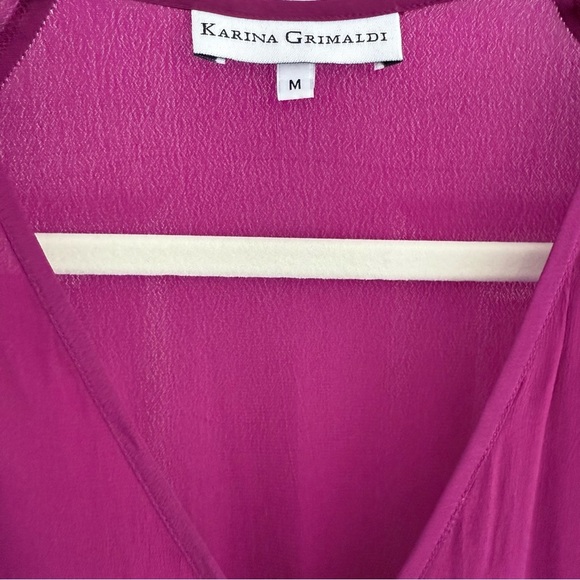KARINA GRIMALDI Cranberry Purple Silk Long Sleeve Mini Dress M - Picture 7 of 10